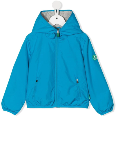 Save The Duck Kids' Recycled Polyamide Hooded Jacket In Blue