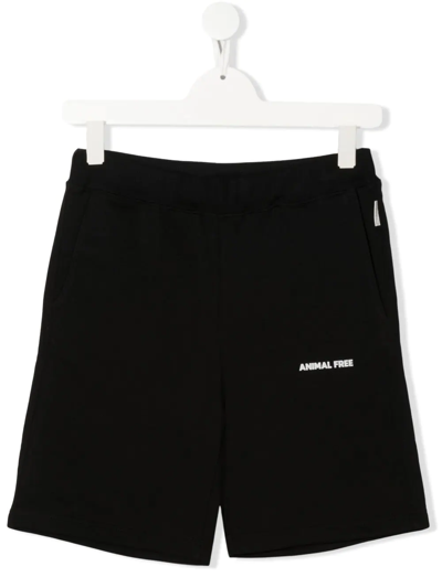 Save The Duck Teen Logo-print Cotton Track Shorts In Blue