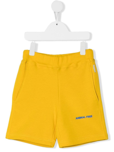 Save The Duck Kids' Logo-print Cotton Track Shorts In Yellow