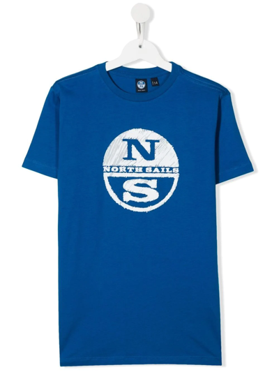 North Sails Teen Logo-print Cotton T-shirt In Blue