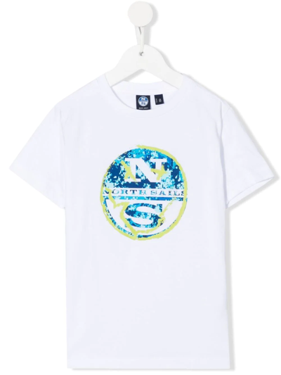 North Sails Teen Logo-print Cotton T-shirt In White