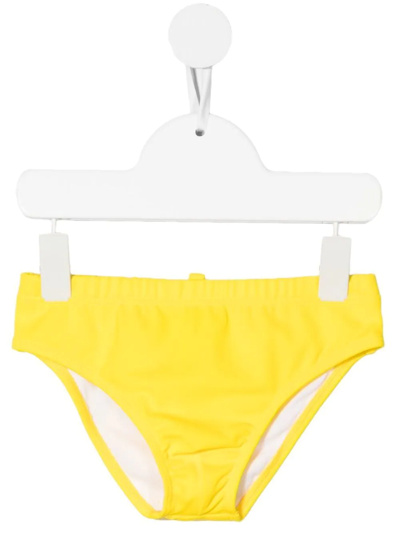 Dsquared2 Kids' Logo Print Swimming Trunks In Yellow