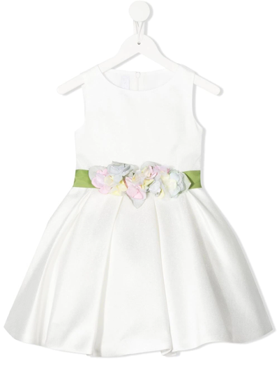 Colorichiari Kids' Floral-appliqué Sleeveless Dress In White