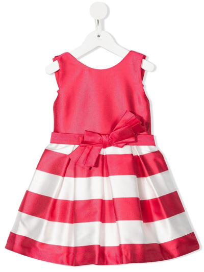 Abel & Lula Kids' Bow-embellished Striped Dress In Pink