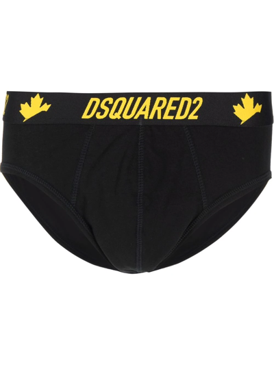 Dsquared2 Logo-waistband Briefs In Black