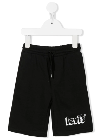 Levi's Teen Logo-print Cotton Track Shorts In Black