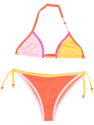 Mc2 Saint Barth Teen Triangle-cup Colour-block Bikini Set In Multicolor