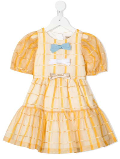 Hucklebones London Kids' Puff Sleeve Dress In Yellow