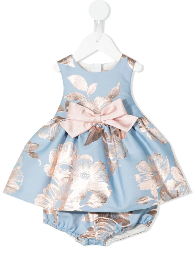 Hucklebones London Babies' Floral-print Flared Dress In Blue