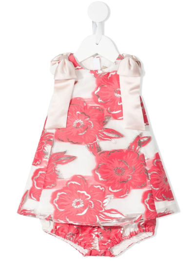 Hucklebones London Babies' Floral-print Flared Dress In Pink