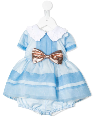 Hucklebones London Girls Blue Organza Baby Dress Set