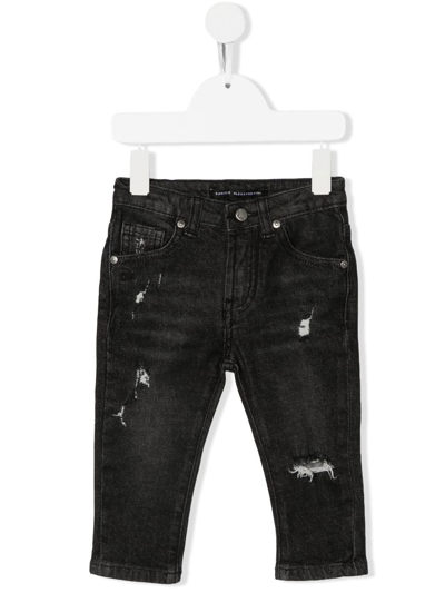 Daniele Alessandrini Babies' Straight-leg Ripped Jeans In Black