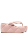 Le Silla Square Quilted Platform Sandals In Pink