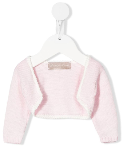 La Stupenderia Babies' Knitted Cotton Cardigan In Pink