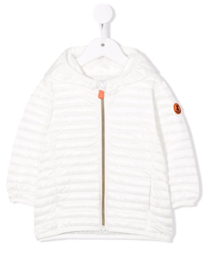 Save The Duck Babies' Logo-patch Hooded Puffer Jacket In White