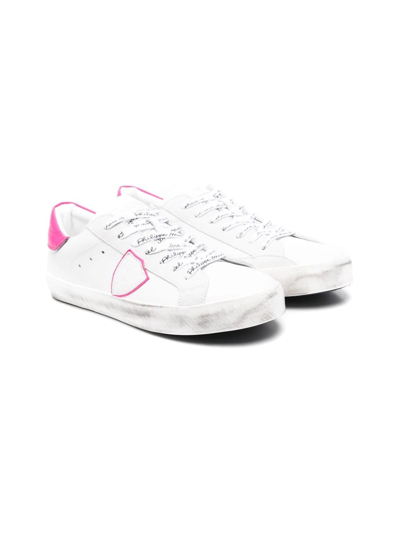 Philippe Model Teen Paris Contrast-trim Trainers In 白色,粉色