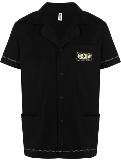 Moschino Logo-patch Pyjama Set In Black