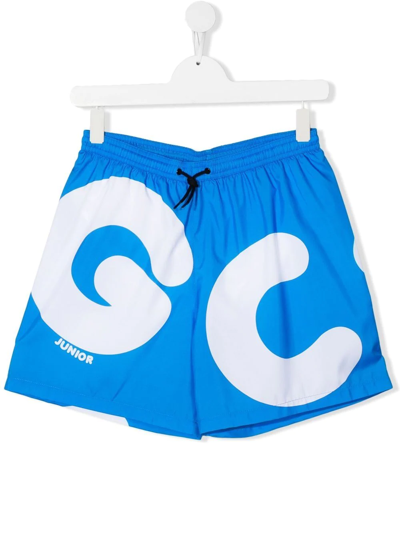Gcds Teen Logo-print Swim Shorts In Blue