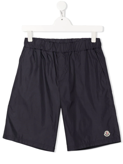 Moncler Kids' Logo-embroidered Shell Shorts 4-14 Years In Navy