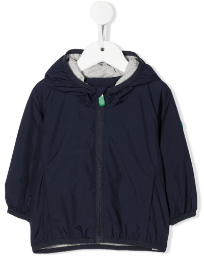 Save The Duck Babies' Logo-patch Zip-up Hooded Jacket In Blue