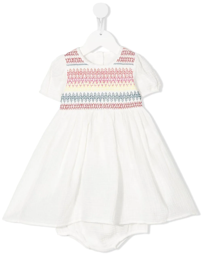 Stella Mccartney Babies' Embroidered Cotton Dress In White