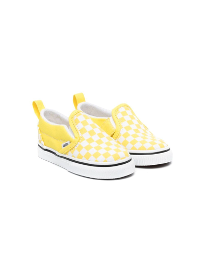 Vans Kids' Checkerboard Slip-on Sneakers In Yellow