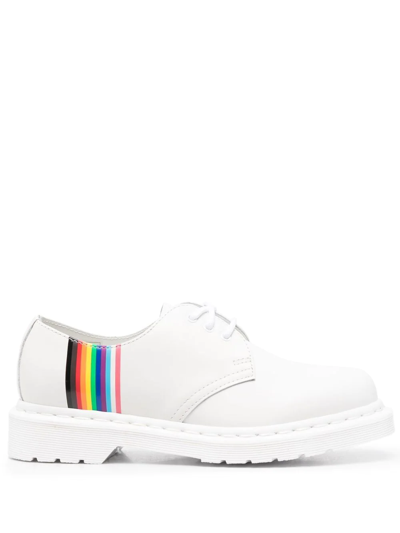 Dr. Martens' Rainbow Stripe-print Lace-up Oxfords In White