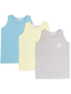 Bonpoint Athis Set Of Three Cotton-blend Tank Tops In Blue