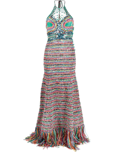 Etro Women's Lotus Fringed Crocheted Maxi Dress In Multicolour