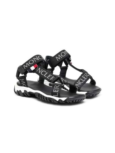 Moncler Kids' Logo-print Strap Sandals In Black