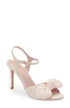 Ted Baker Moire Bow-embellished Satin Heeled Sandals In Dusky-pink