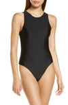 GANNI CORE SOLID HIGH NECK ONE-PIECE SWIMSUIT