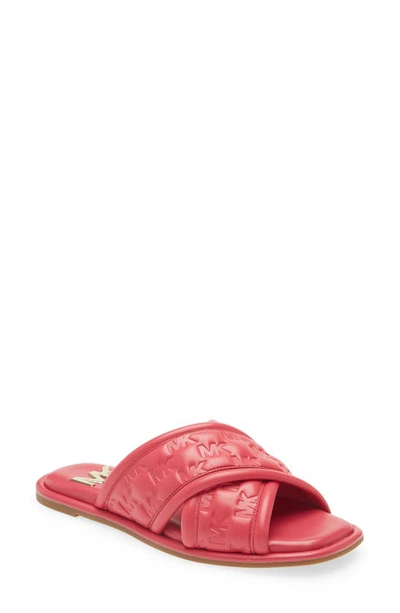 Michael Michael Kors Women's Gideon Woven Slide Sandals In Rubin Red