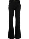 Philipp Plein Crystal-trimmed Flared Tuxedo Trousers In Schwarz