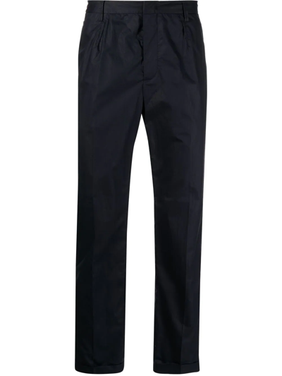 Emporio Armani Cropped Slim-fit Tailored Trousers In Blau