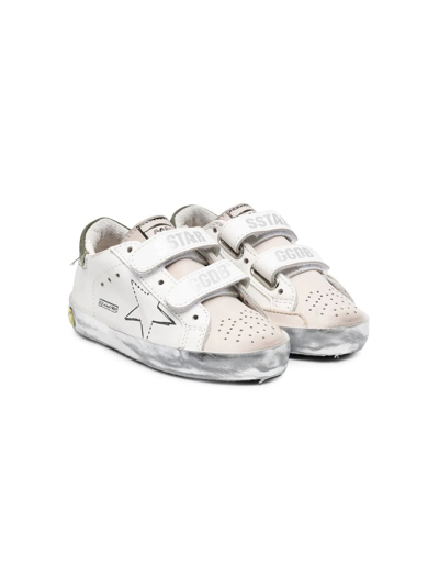 Golden Goose Kids' Logo-print Touch-strap Sneakers In Weiss