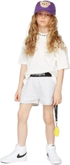 PALM ANGELS KIDS GREY LOGO TAPE SHORTS