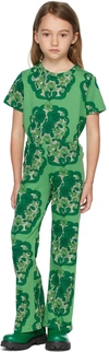 Mini Rodini Floral-print Organic Cotton Leggings In Green