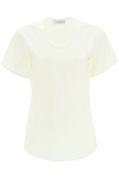 Lemaire Scoop Neck Cotton T-shirt In Yellow