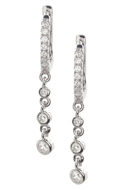 Savvy Cie Jewels Sterling Silver Bezel Cz Drop Earrings In White