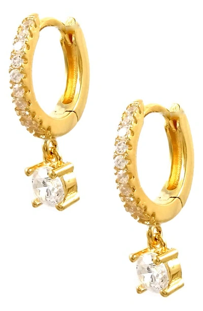 Savvy Cie Jewels Sterling Silver Pavé Cz Drop Earrings In Yellow