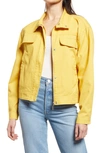 Treasure & Bond Stand Collar Cotton Twill Jacket In Yellow Bamboo