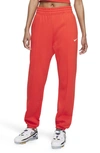 Nike Sportswear Essential Fleece Pants In Chile Red/ White