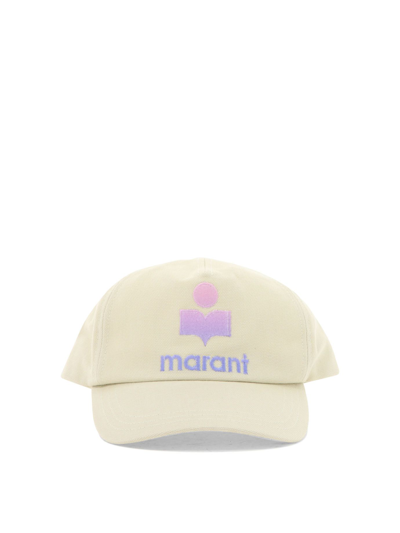Isabel Marant Curved Peak Logo Embroidered Baseball Cap In Beige