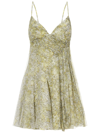Giovanni Bedin Gathered Pleated V-neck Dress In Yellow