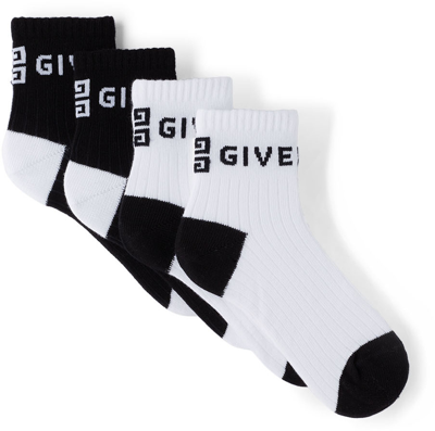 Givenchy Kids Two-pack Black & White Two-tone Logo Socks