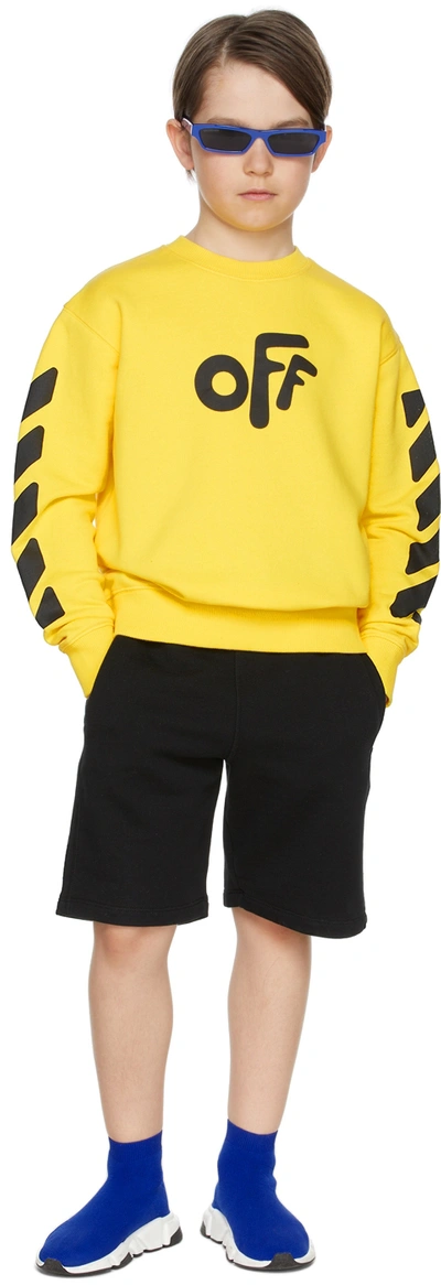 Off-white Yellow Sweatshirt For Kids With Black Logo