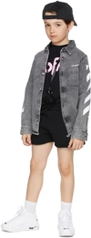 Off-white Kids Black Monster Shorts In Black Multicolor