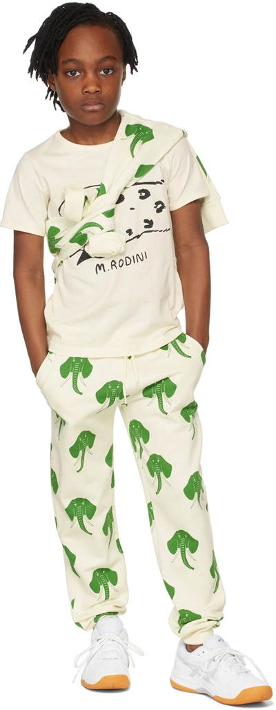 Mini Rodini Kids Off-white Elephant Lounge Trousers In 中性色