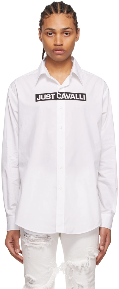 Just Cavalli Logo-print Cotton Shirt In White